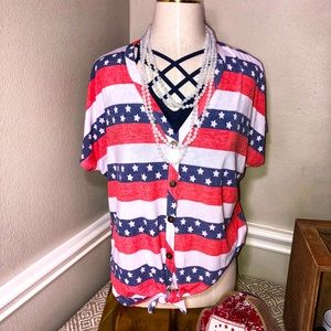 Red white & Blue Tie Top